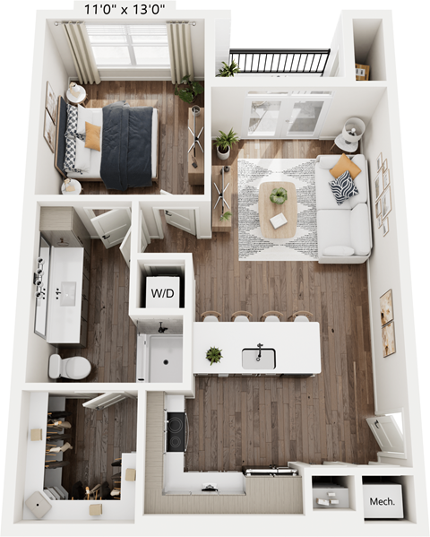 a 2 bedroom floor plan with a bathroom and a living room